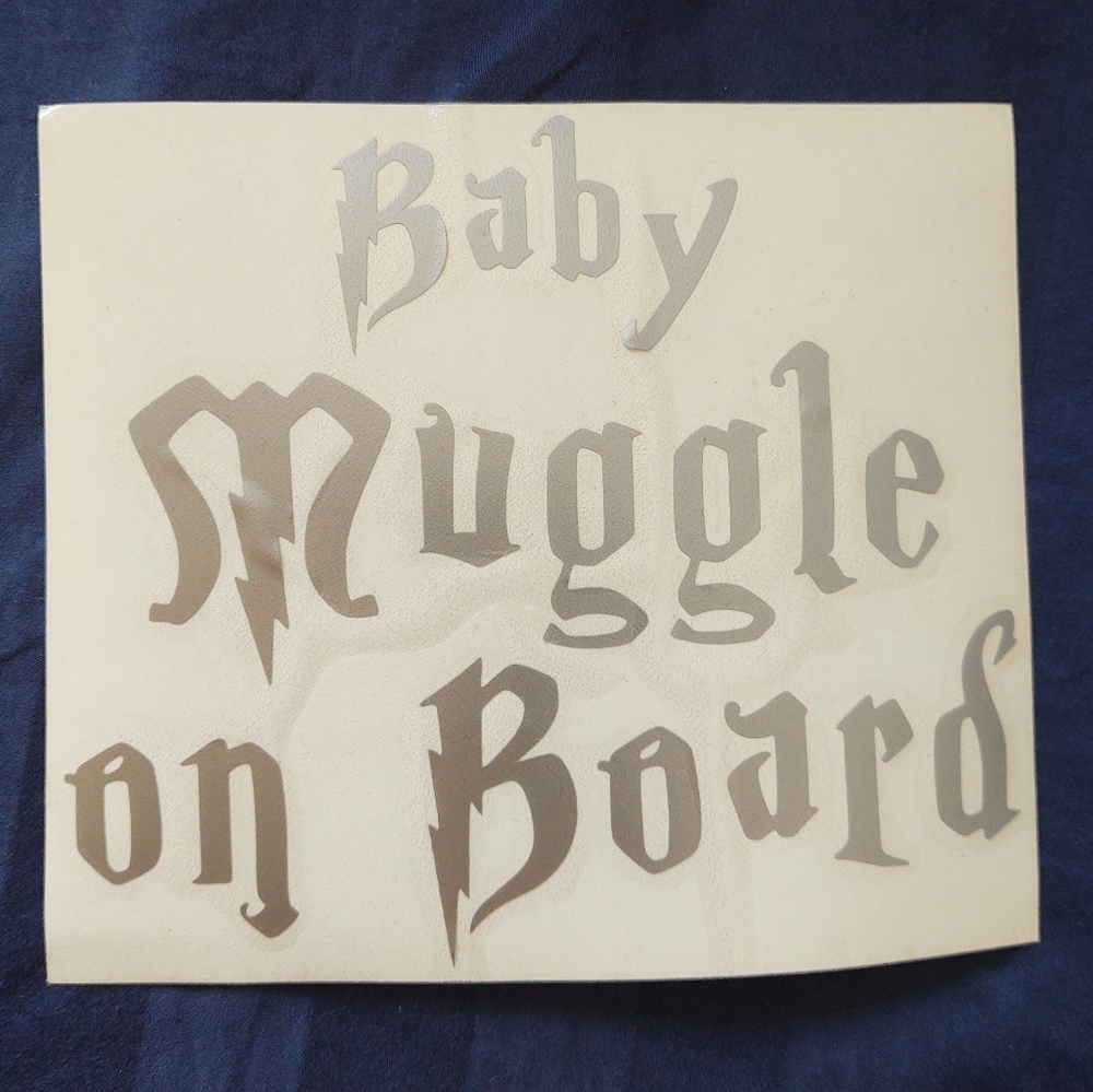 Harry Potter Baby Muggle On Board Silver Car Decal